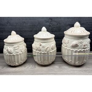 Vintage Casafina Morangos Canister Set (3) - Beautiful Strawberry Theme - Rare